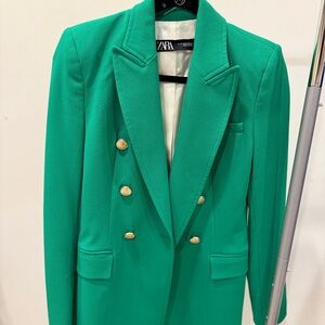 Zara Double-Breasted Emerald Blazer